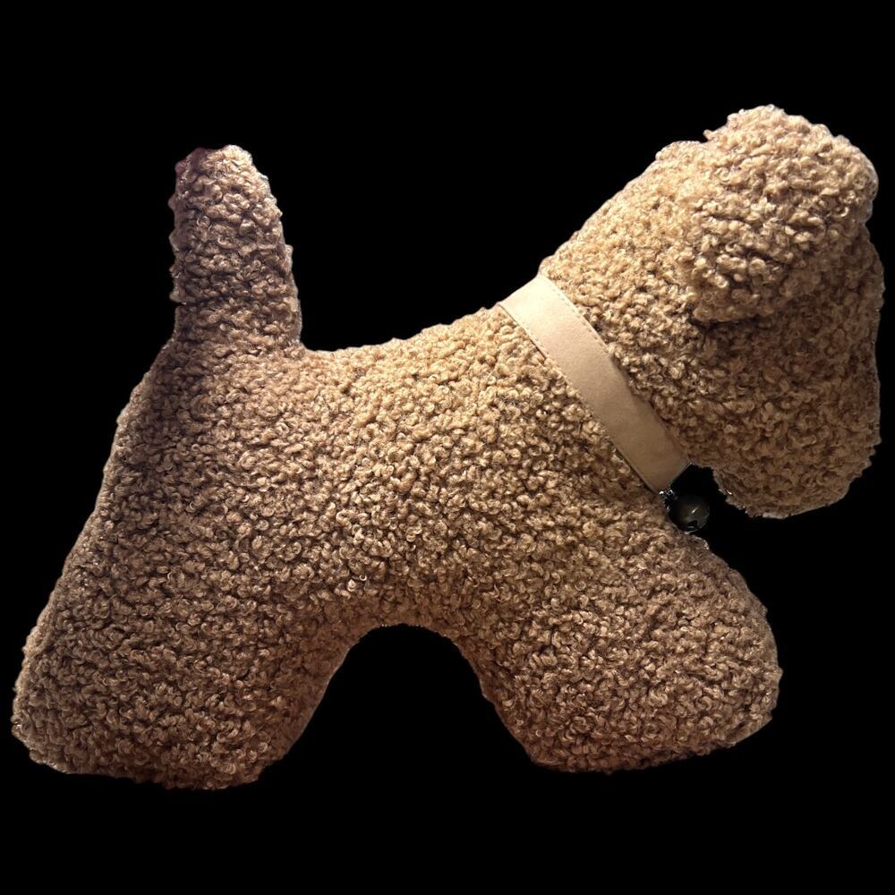 POTTERY BARN Cozy Teddy Faux Fur Dog Pillow Sherpa Plush Puppy Bell Collar - Picture 4 of 7